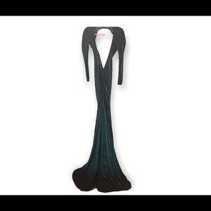 Velvet green evening dress